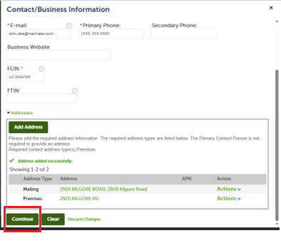 View larger screenshot of the address confirmation section