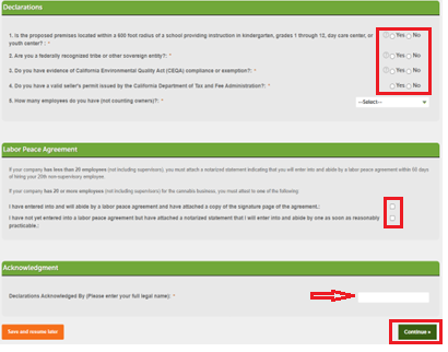 View larger screenshot for the Declarations section