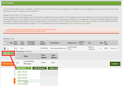 View larger screenshot of the List of Owners section