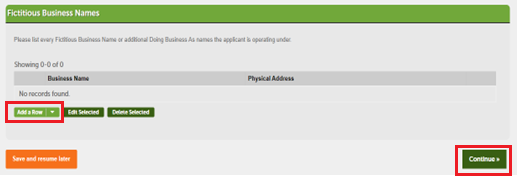 View larger screenshot of the Fictitious Business Names section