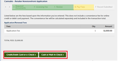View larger screenshot of the application fee section