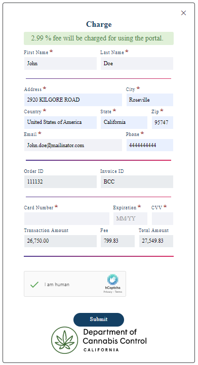 View larger screenshot of the payment processing screen