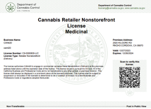 View larger screenshot of the printable license certificate