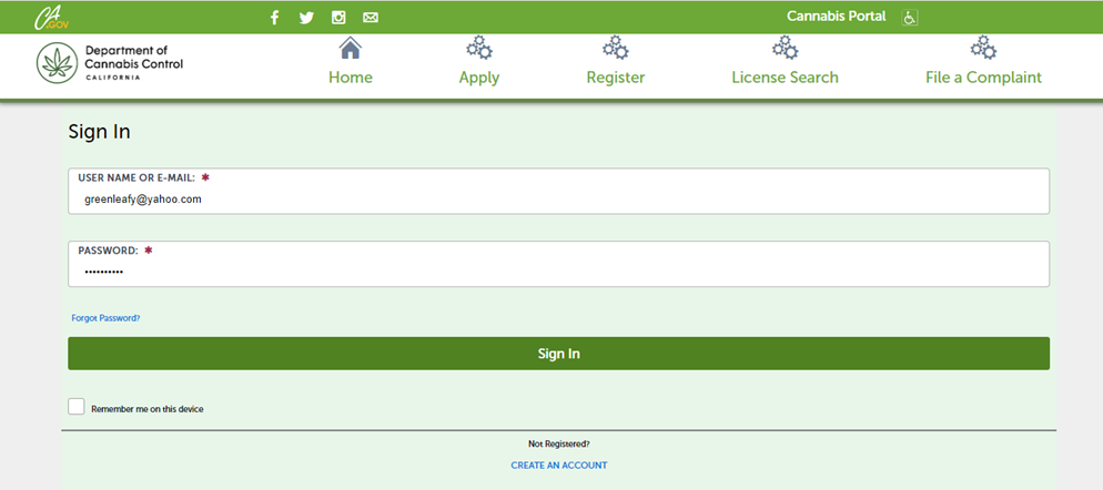 View larger screenshot of the sign in screen
