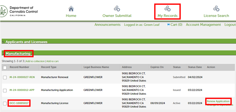 View larger screenshot of the "my records" page