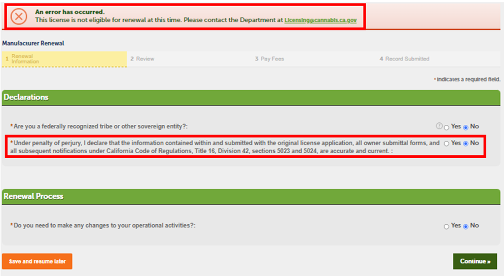 View larger screenshot of the Declarations section