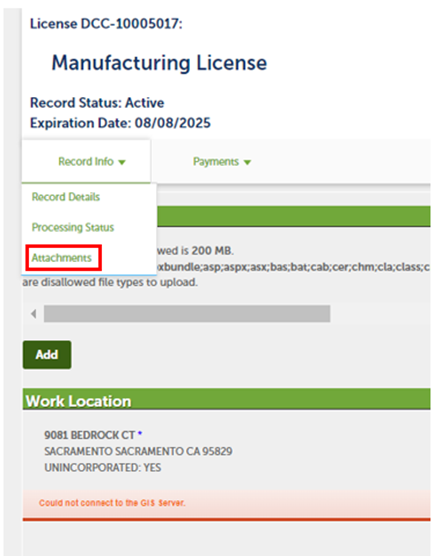 View larger image of the attachments option