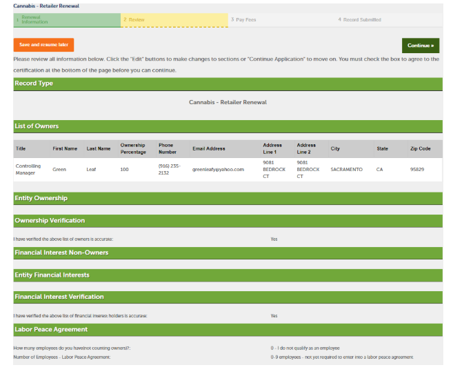 review application details
