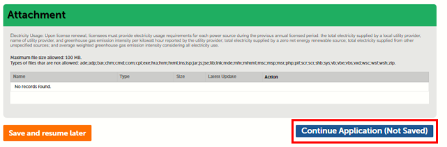 View of attachments section